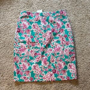 J. Crew Teal and Pink Floral Pencil Skirt